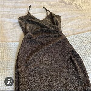 Inspired Hearts Black and Gold Glitter Mini Dress